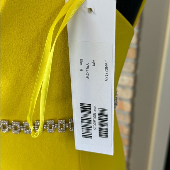 JVN BY JOVANI dress yellow jersey knit rhinestones size 8 pageant prom with tags - Picture 11 of 16
